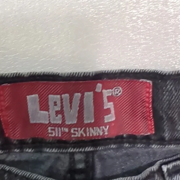 Levi's 511 Black Distressed Denim Jeans Boys Size 27x27 - Picture 3 of 14